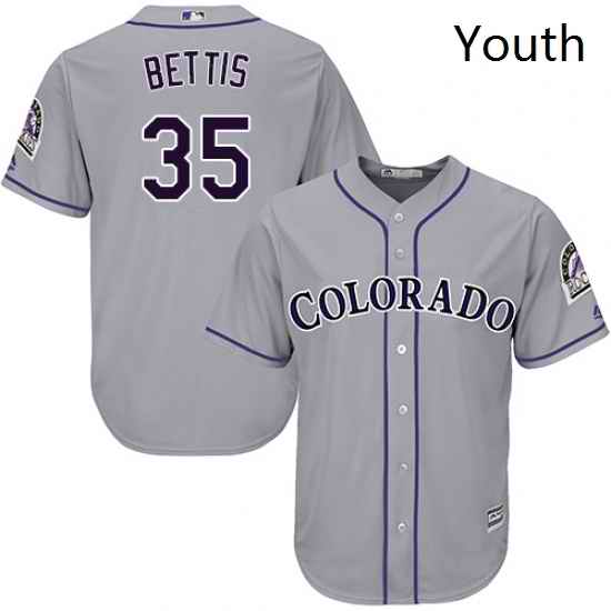 Youth Majestic Colorado Rockies 35 Chad Bettis Replica Grey Road Cool Base MLB Jersey
